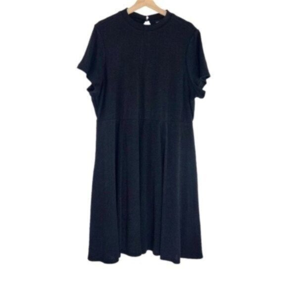Torrid Black Knit Mock Neck Skater Sweater Dress Fit and Flare - Picture 2 of 8